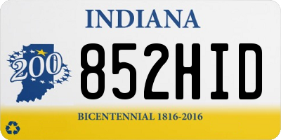 IN license plate 852HID