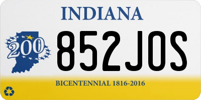 IN license plate 852JOS