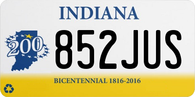 IN license plate 852JUS