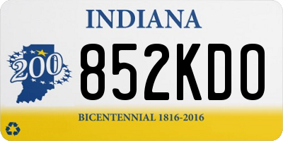 IN license plate 852KDO