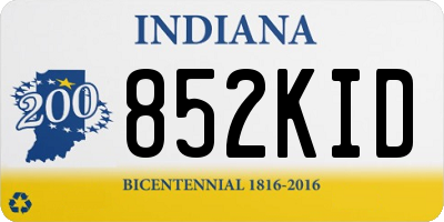 IN license plate 852KID