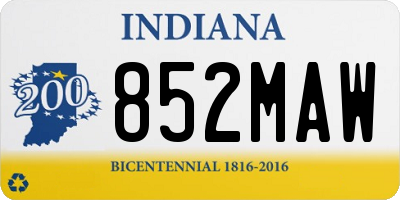 IN license plate 852MAW