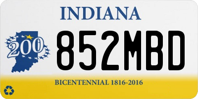 IN license plate 852MBD