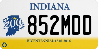 IN license plate 852MDD