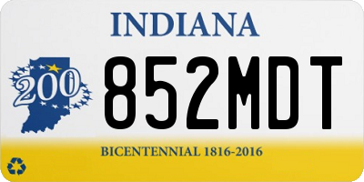 IN license plate 852MDT