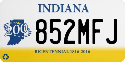 IN license plate 852MFJ