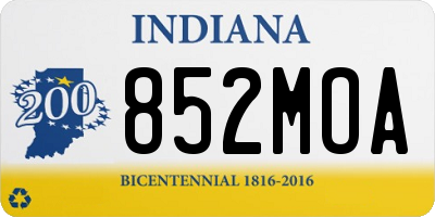 IN license plate 852MOA