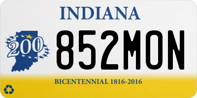 IN license plate 852MON