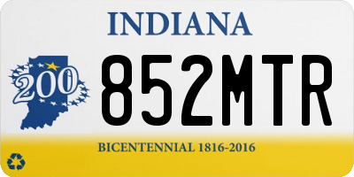 IN license plate 852MTR