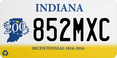 IN license plate 852MXC