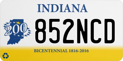 IN license plate 852NCD