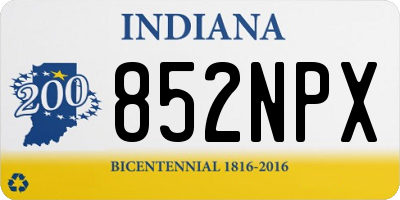 IN license plate 852NPX