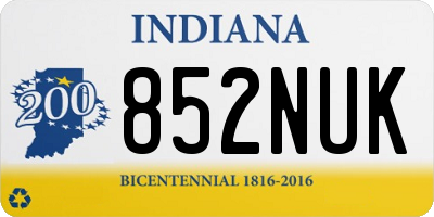 IN license plate 852NUK