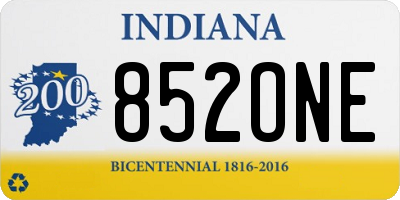 IN license plate 852ONE