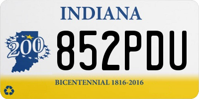 IN license plate 852PDU