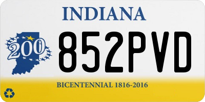 IN license plate 852PVD