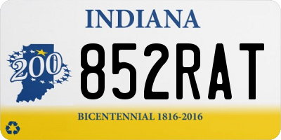 IN license plate 852RAT