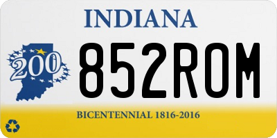 IN license plate 852ROM