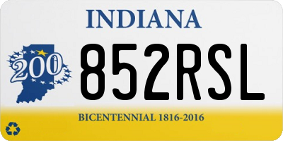 IN license plate 852RSL