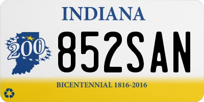 IN license plate 852SAN