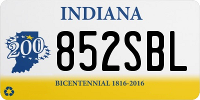 IN license plate 852SBL