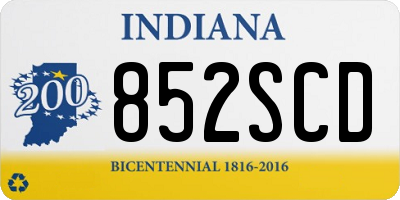 IN license plate 852SCD