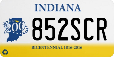 IN license plate 852SCR