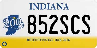 IN license plate 852SCS