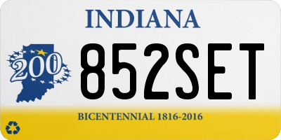 IN license plate 852SET