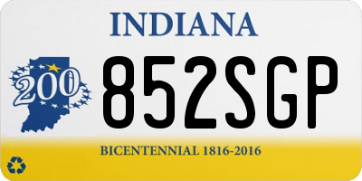 IN license plate 852SGP