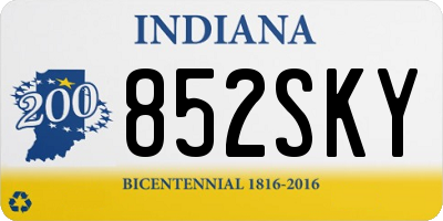 IN license plate 852SKY