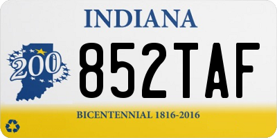 IN license plate 852TAF
