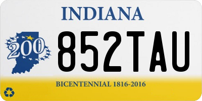 IN license plate 852TAU