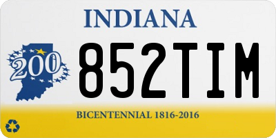 IN license plate 852TIM