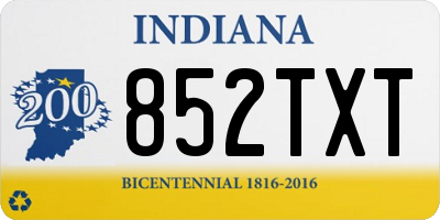 IN license plate 852TXT