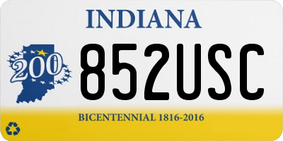 IN license plate 852USC