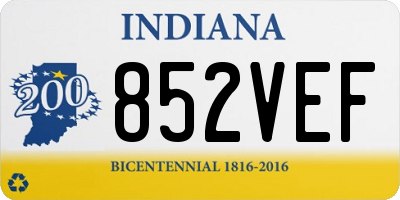 IN license plate 852VEF