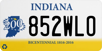 IN license plate 852WLO