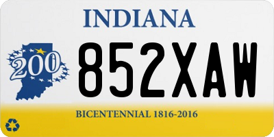 IN license plate 852XAW