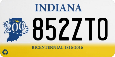 IN license plate 852ZTO
