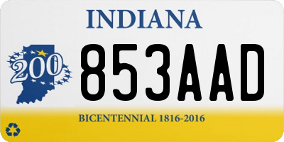 IN license plate 853AAD