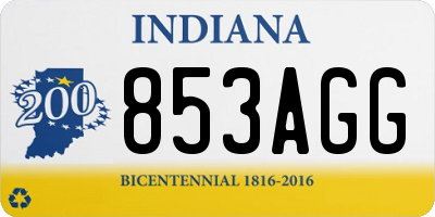 IN license plate 853AGG