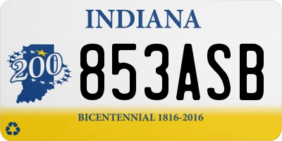 IN license plate 853ASB