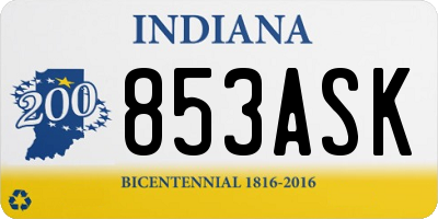 IN license plate 853ASK