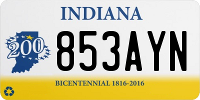 IN license plate 853AYN