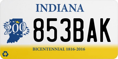 IN license plate 853BAK