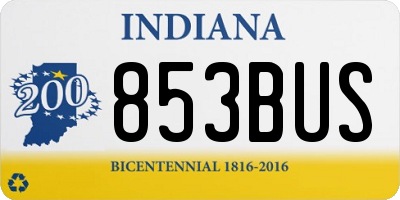 IN license plate 853BUS