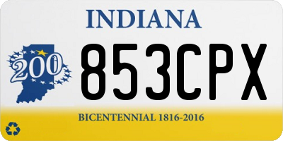 IN license plate 853CPX
