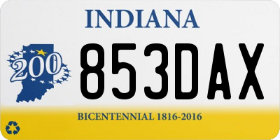 IN license plate 853DAX
