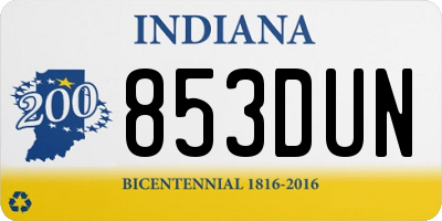 IN license plate 853DUN